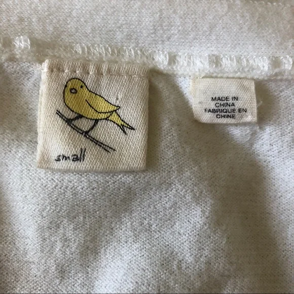 Anthropologie Cream Cardigan with Rabbit Print - Picture 6 of 7